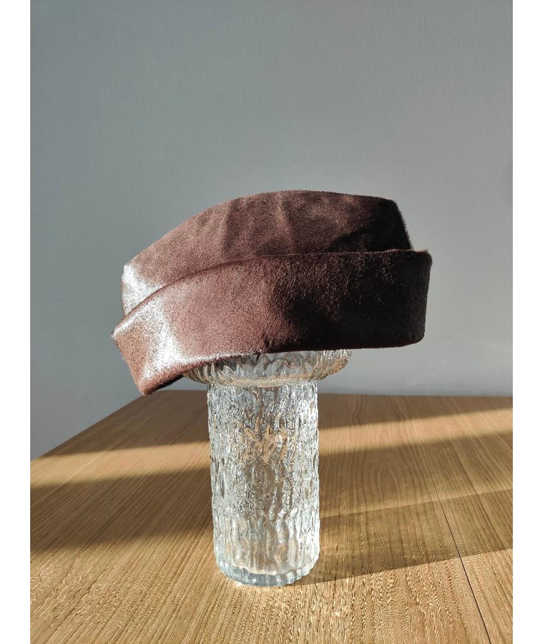 HERMES Коричневая кожаная шляпа, фото 3