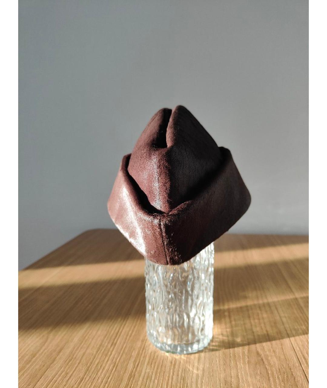 HERMES Коричневая кожаная шляпа, фото 5