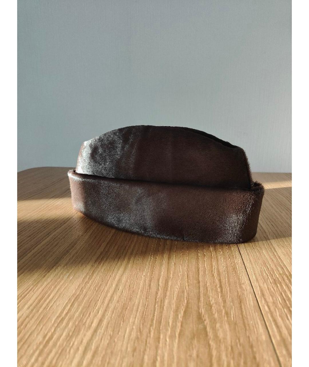 HERMES Коричневая кожаная шляпа, фото 7