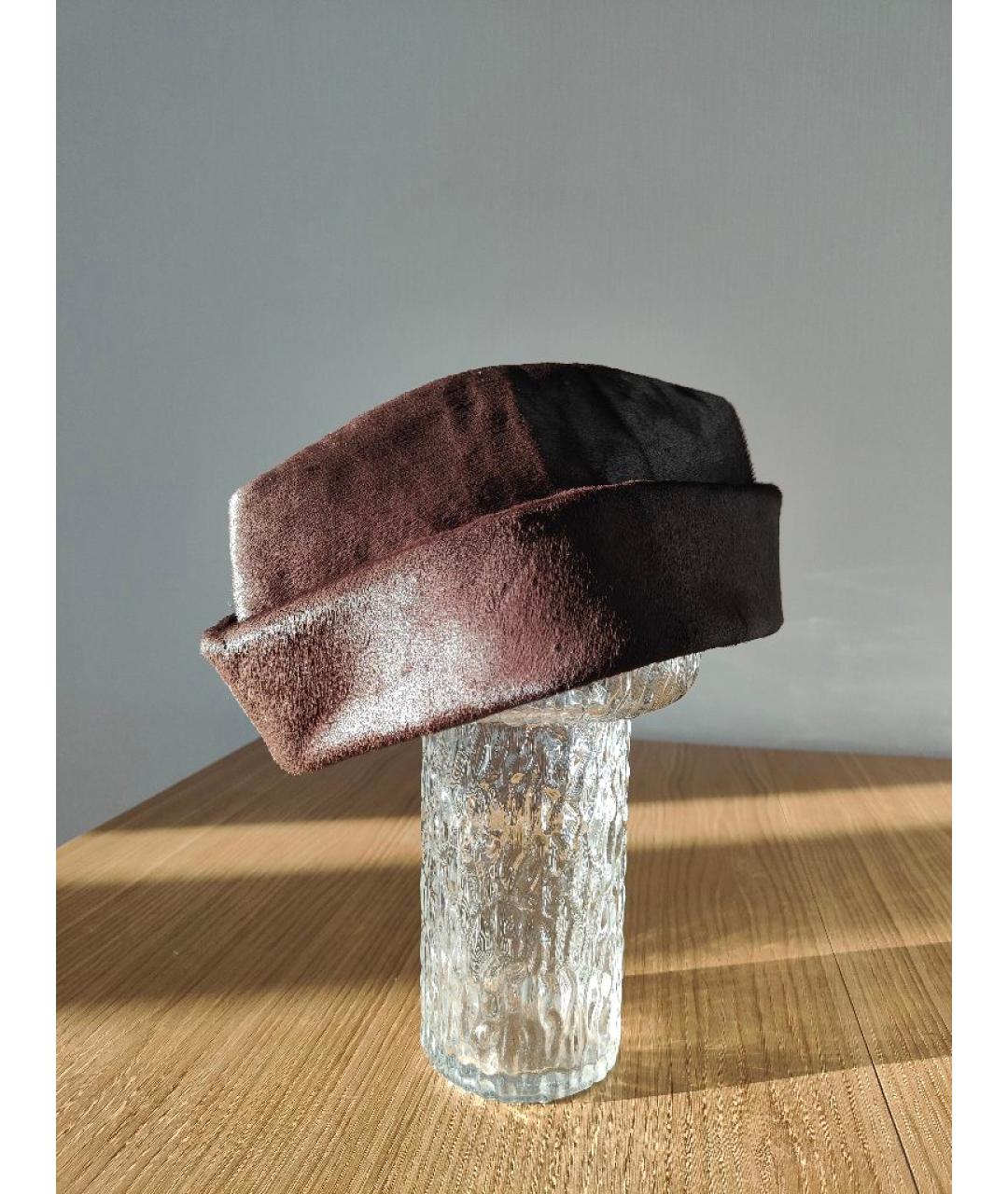 HERMES Коричневая кожаная шляпа, фото 4