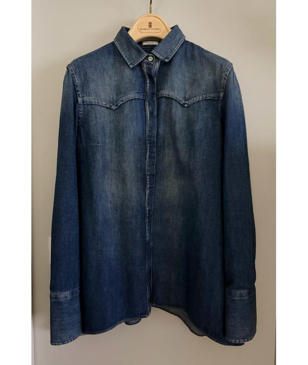 BRUNELLO CUCINELLI Темно-синяя деним рубашка, фото 9