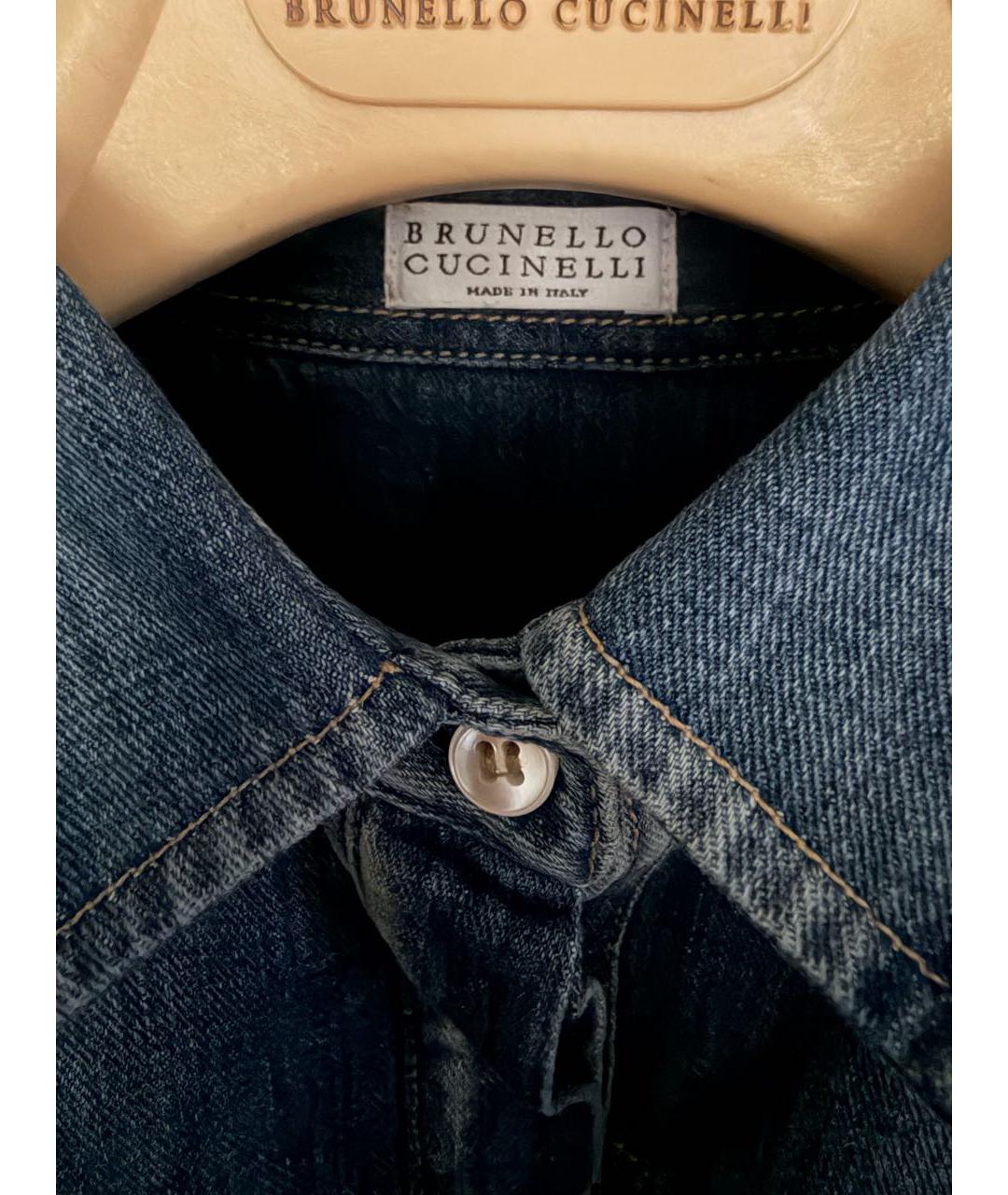 BRUNELLO CUCINELLI Темно-синяя деним рубашка, фото 4