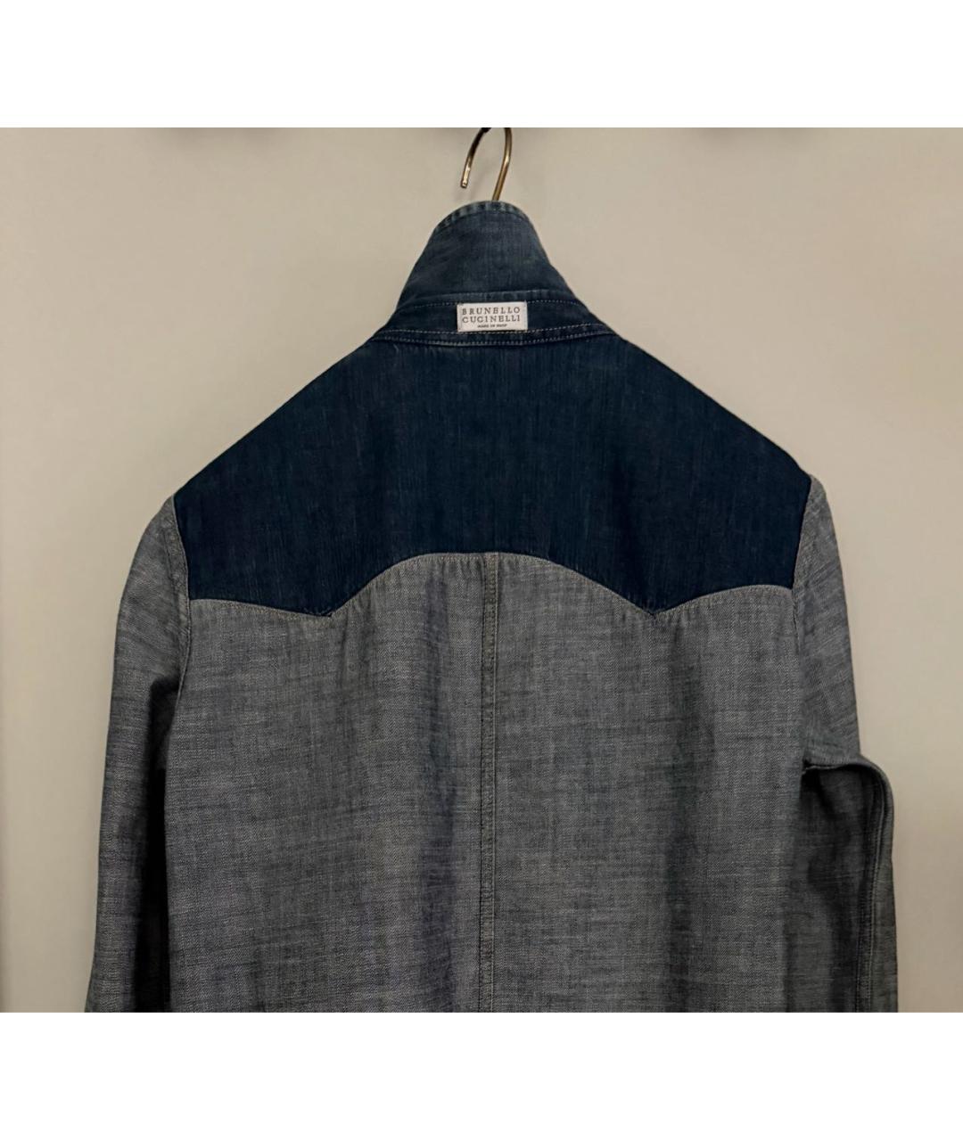 BRUNELLO CUCINELLI Темно-синяя деним рубашка, фото 3