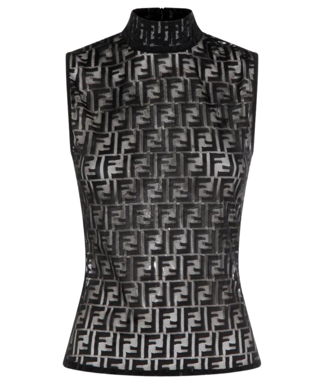 FENDI Черная полиамидовая майка, фото 1