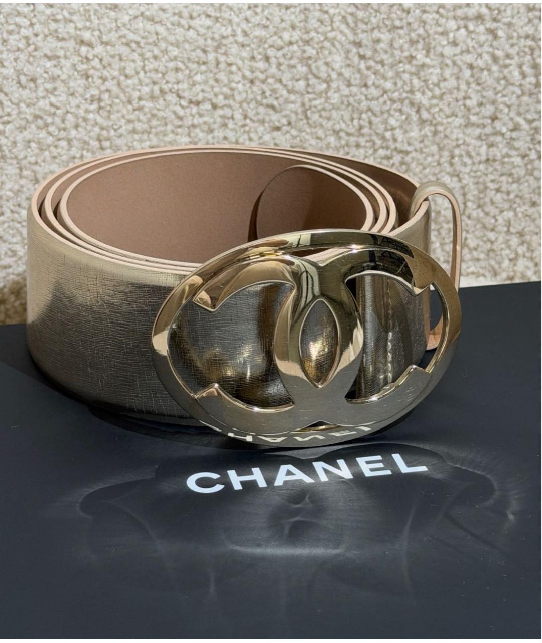 CHANEL Золотой кожаный ремень, фото 2