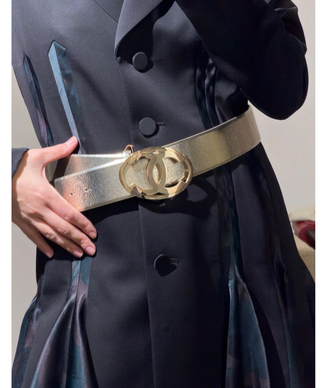CHANEL Золотой кожаный ремень, фото 4