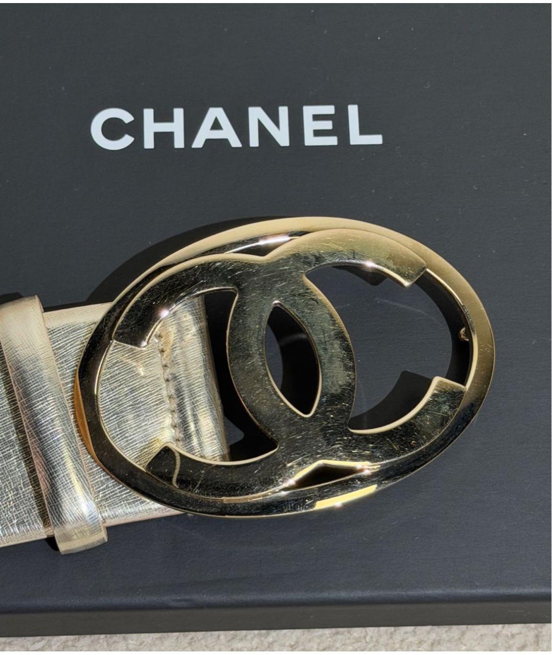 CHANEL Золотой кожаный ремень, фото 6