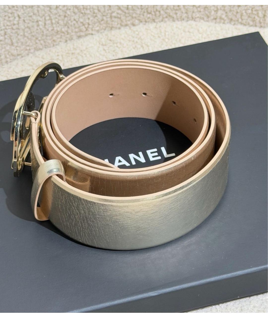 CHANEL Золотой кожаный ремень, фото 5