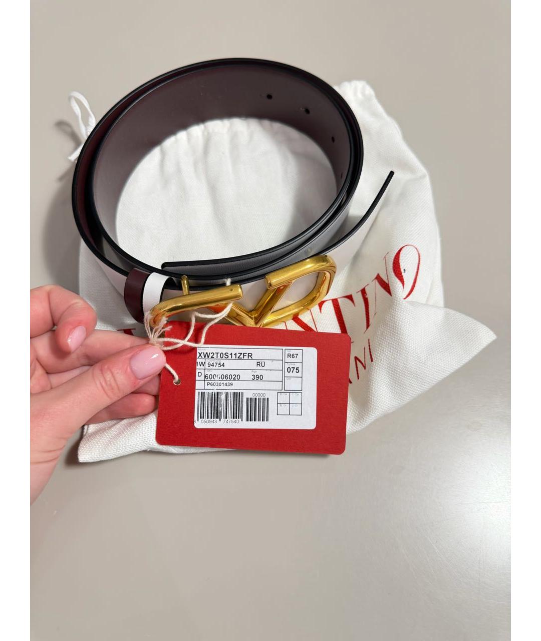 VALENTINO Белый кожаный ремень, фото 4