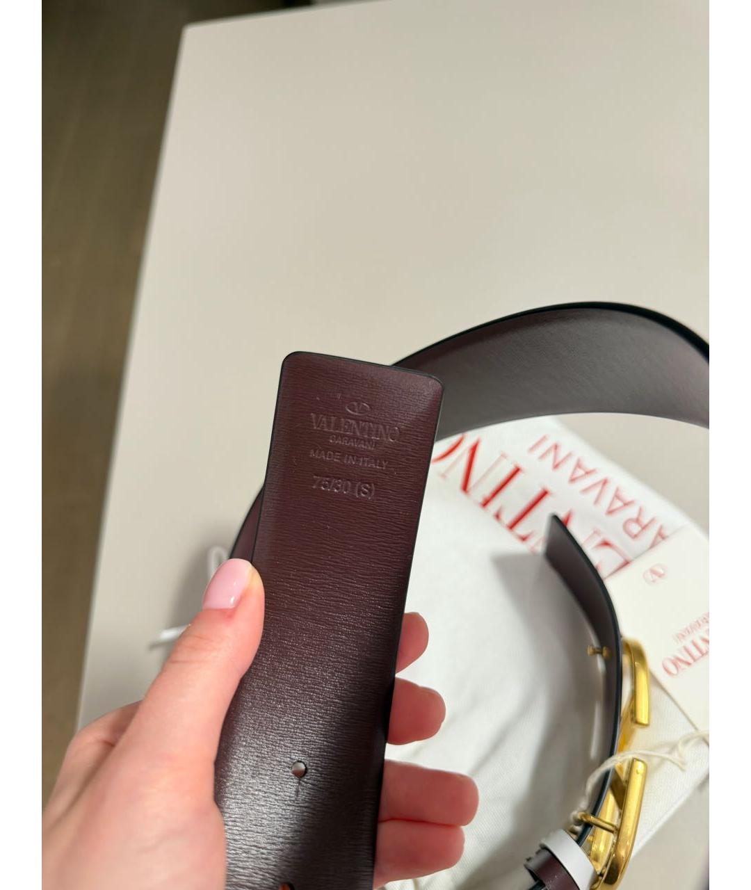 VALENTINO Белый кожаный ремень, фото 3