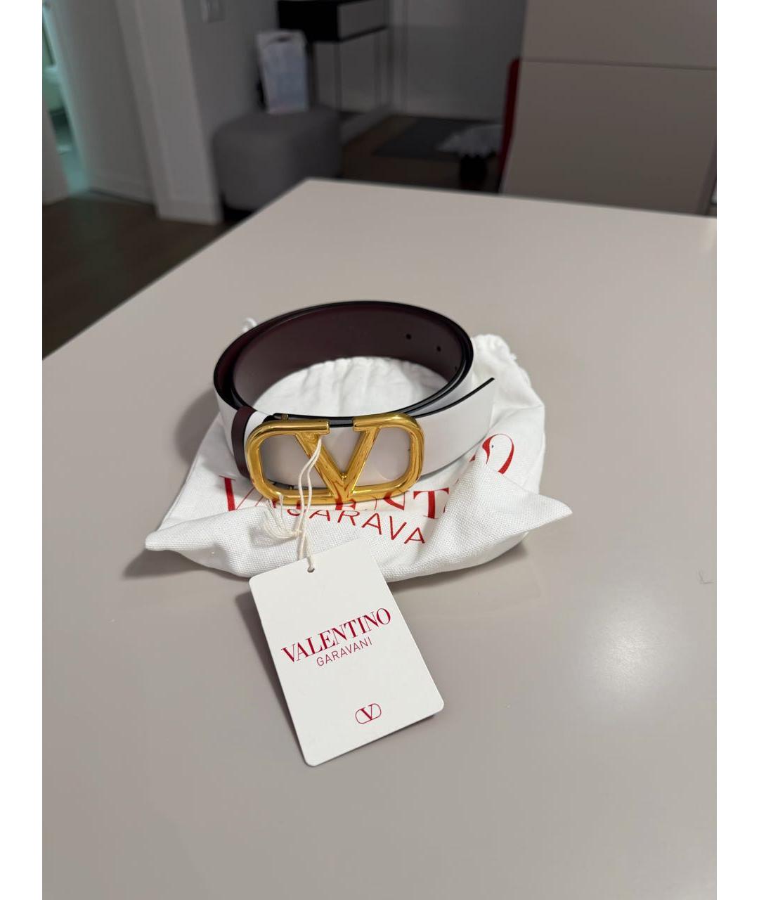 VALENTINO Белый кожаный ремень, фото 5