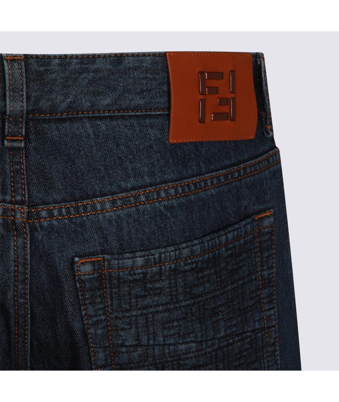 FENDI Темно-синие хлопковые прямые джинсы, фото 4