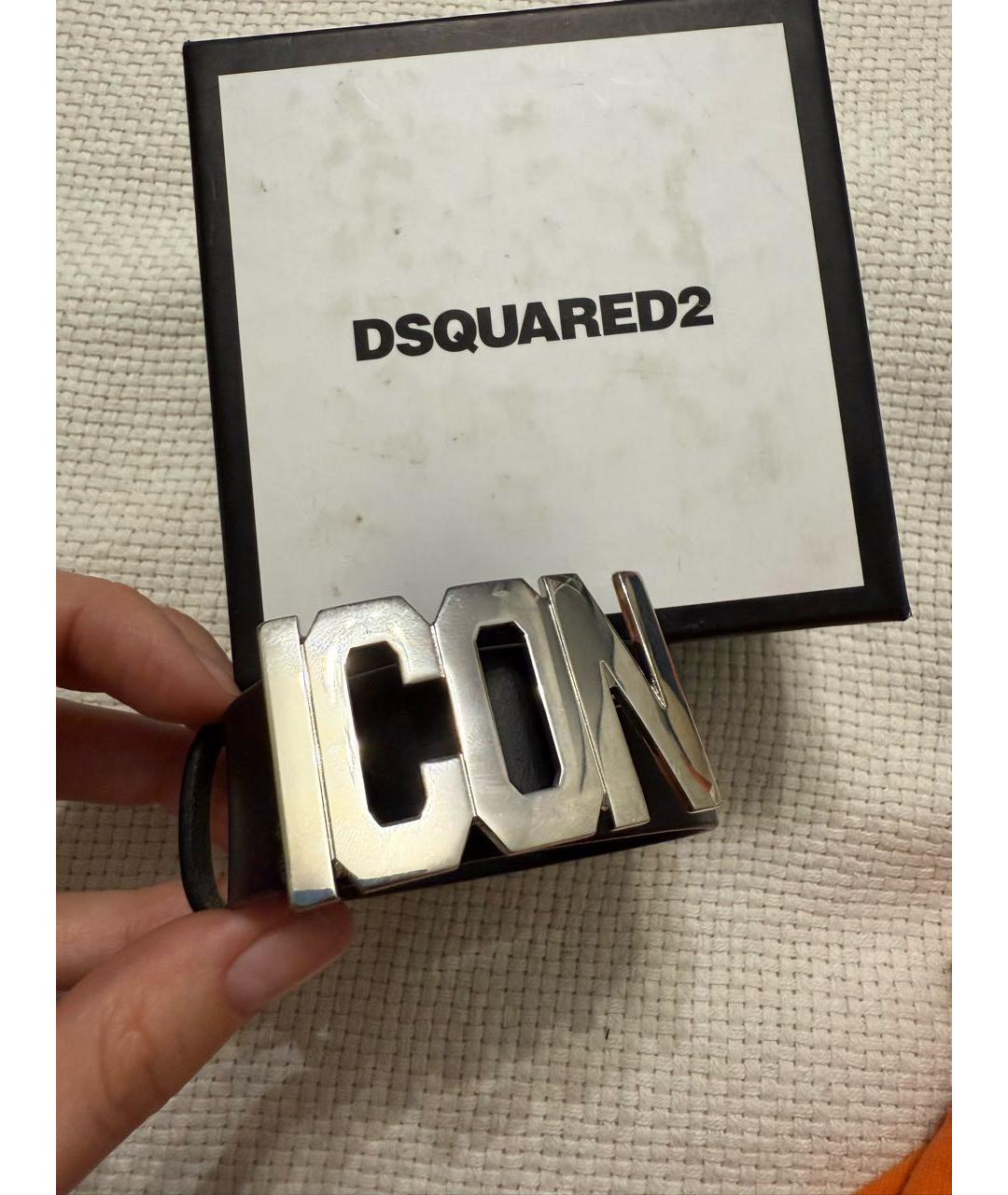 DSQUARED2 Черный кожаный браслет, фото 4