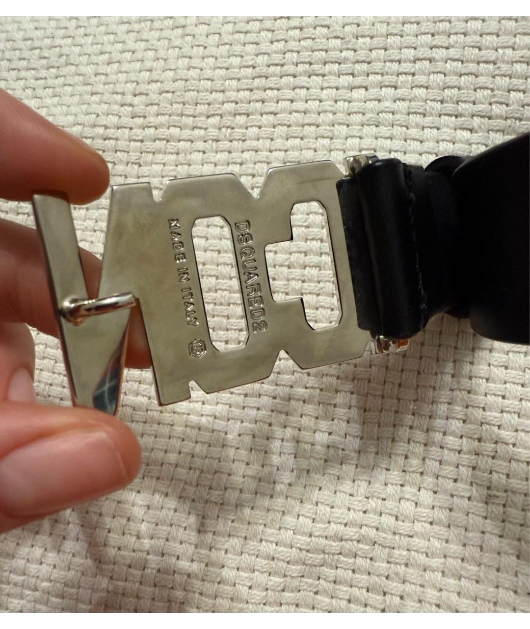 DSQUARED2 Черный кожаный браслет, фото 3