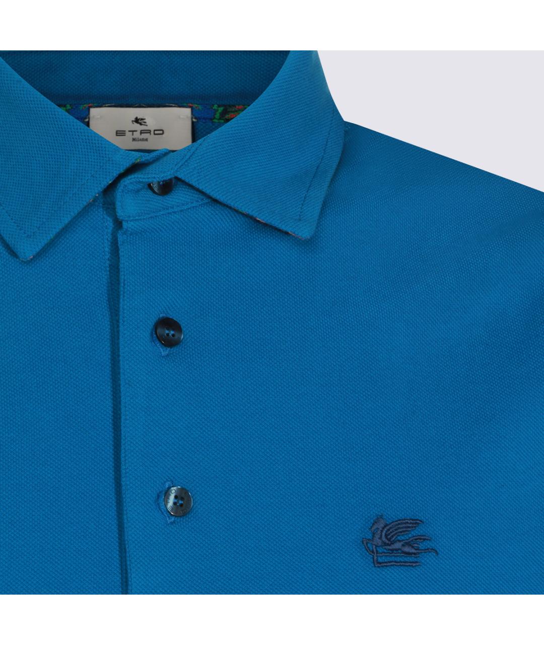 ETRO Синее хлопковое поло с коротким рукавом, фото 3