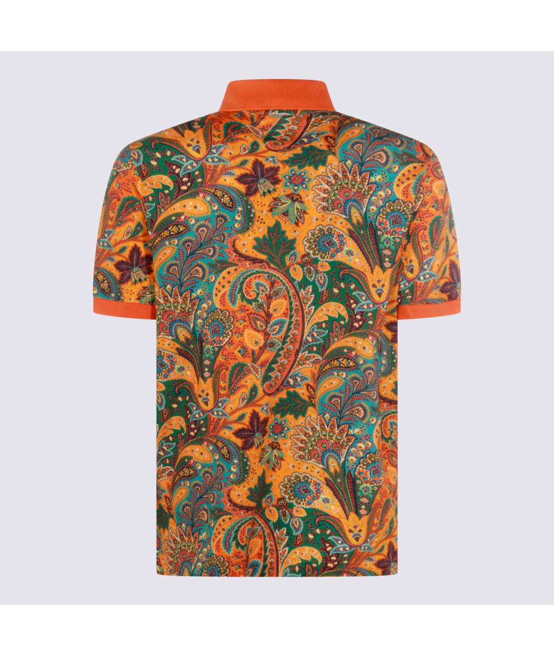 ETRO Оранжевое хлопковое поло с коротким рукавом, фото 2