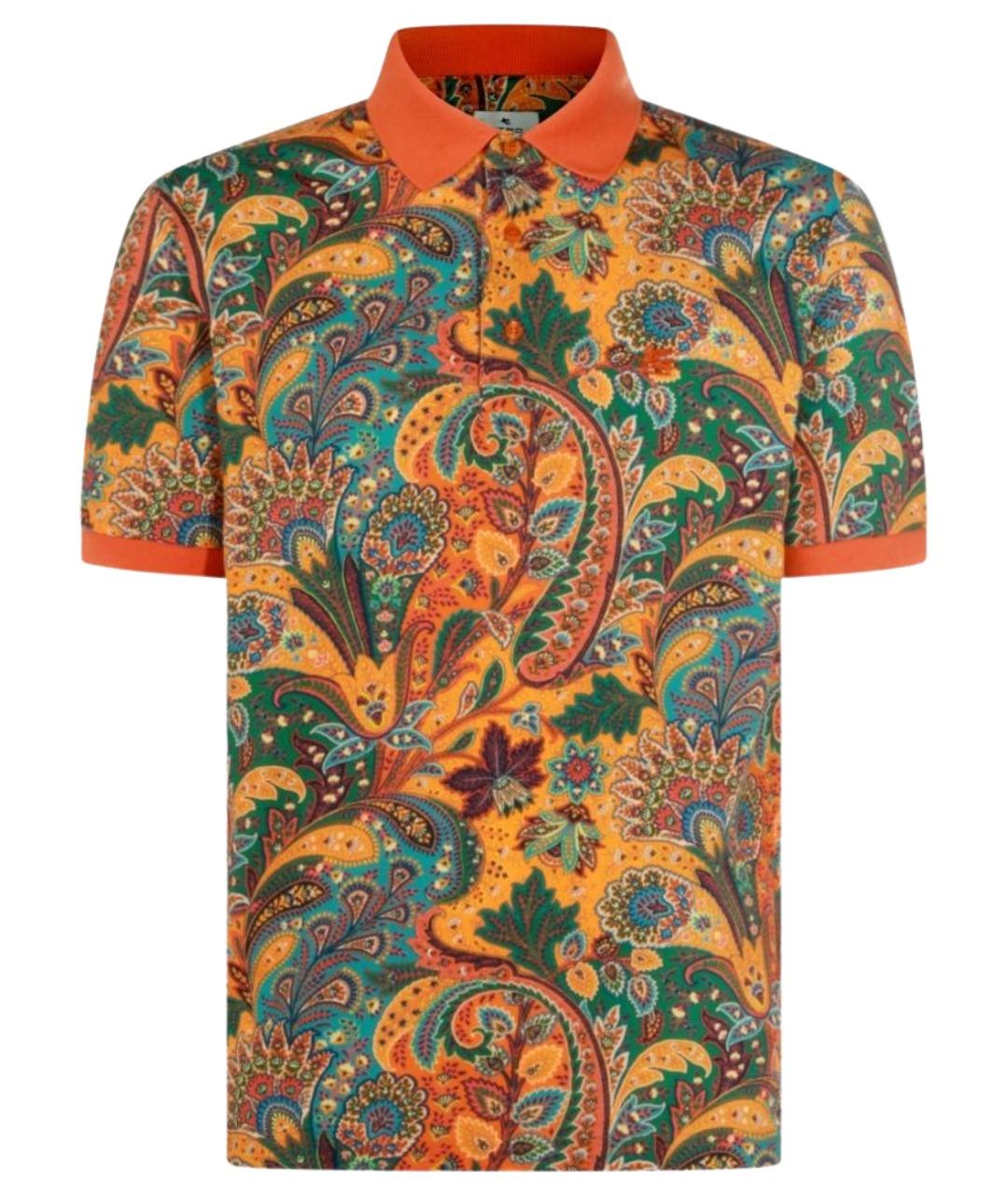 ETRO Оранжевое хлопковое поло с коротким рукавом, фото 1