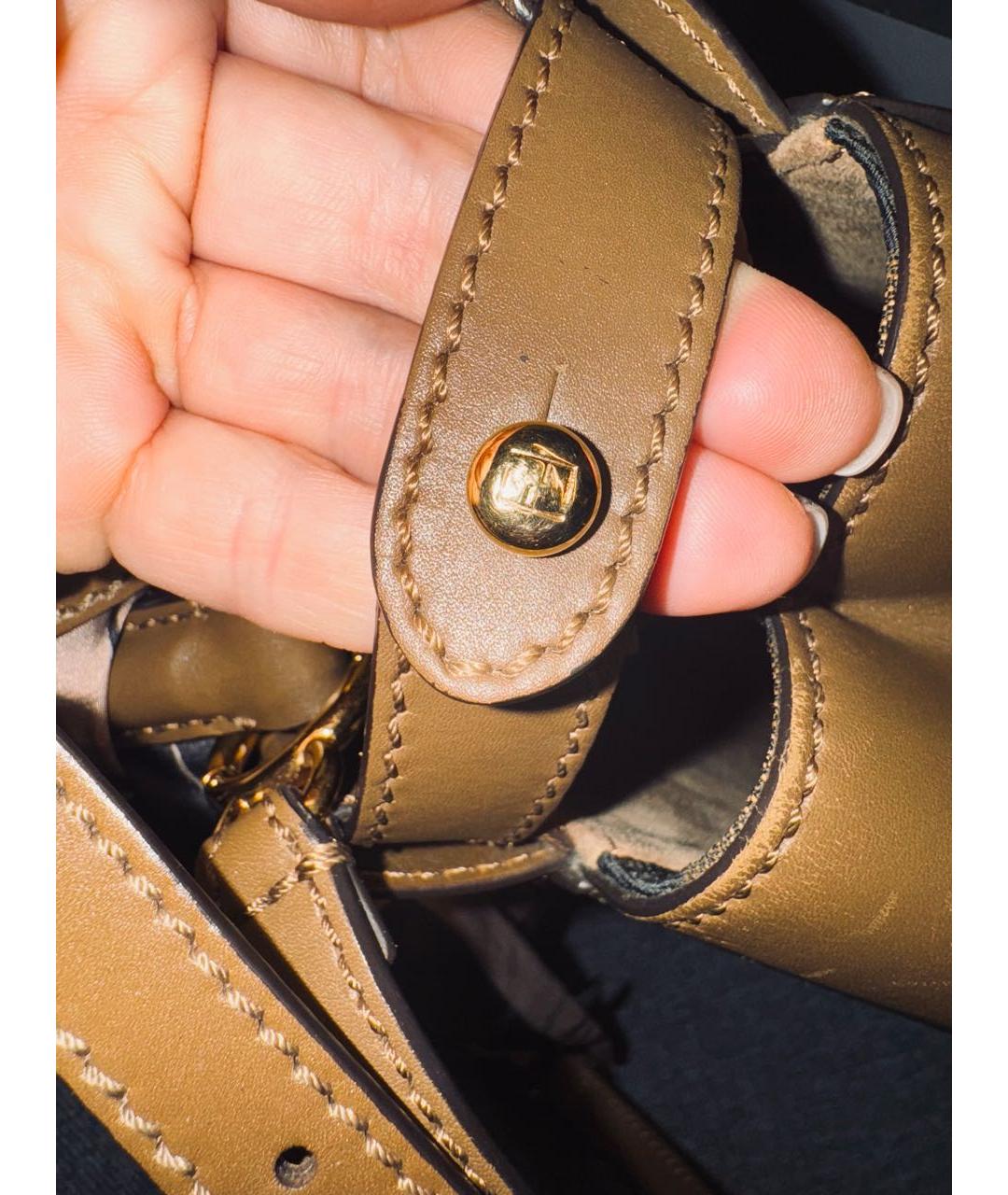 FENDI Коричневая кожаная сумка с короткими ручками, фото 8