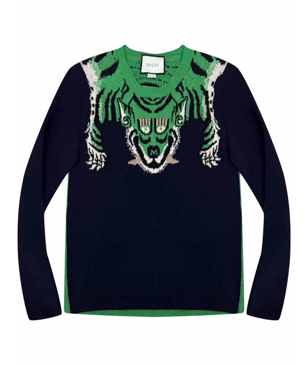 GUCCI Синий шерстяной джемпер / свитер, фото 1