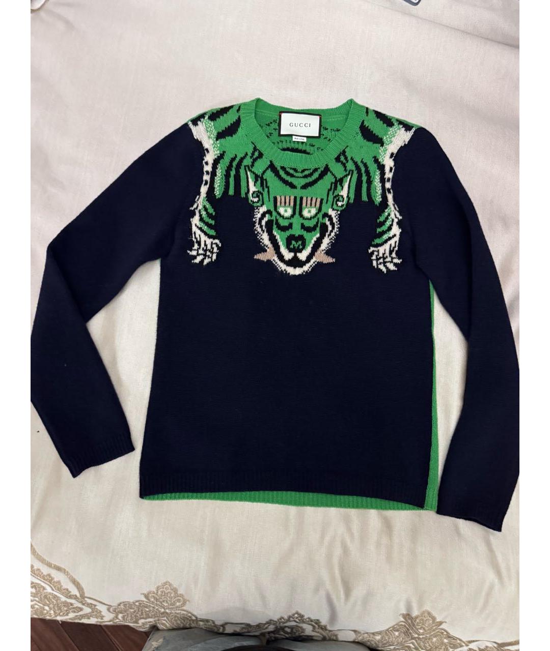 GUCCI Синий шерстяной джемпер / свитер, фото 3