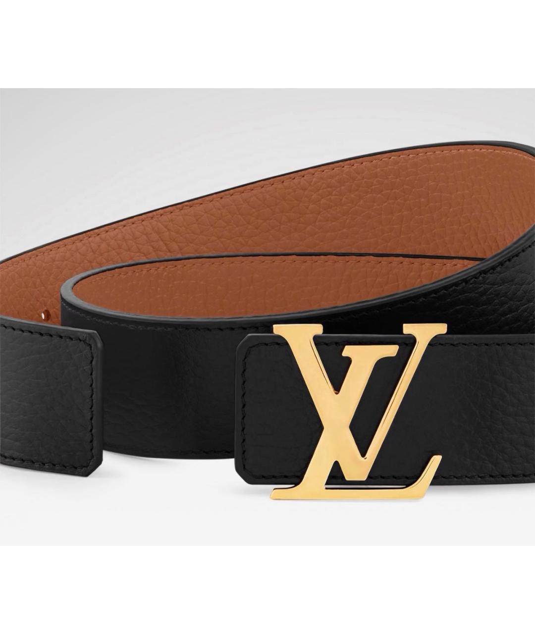 LOUIS VUITTON Черный кожаный ремень, фото 2