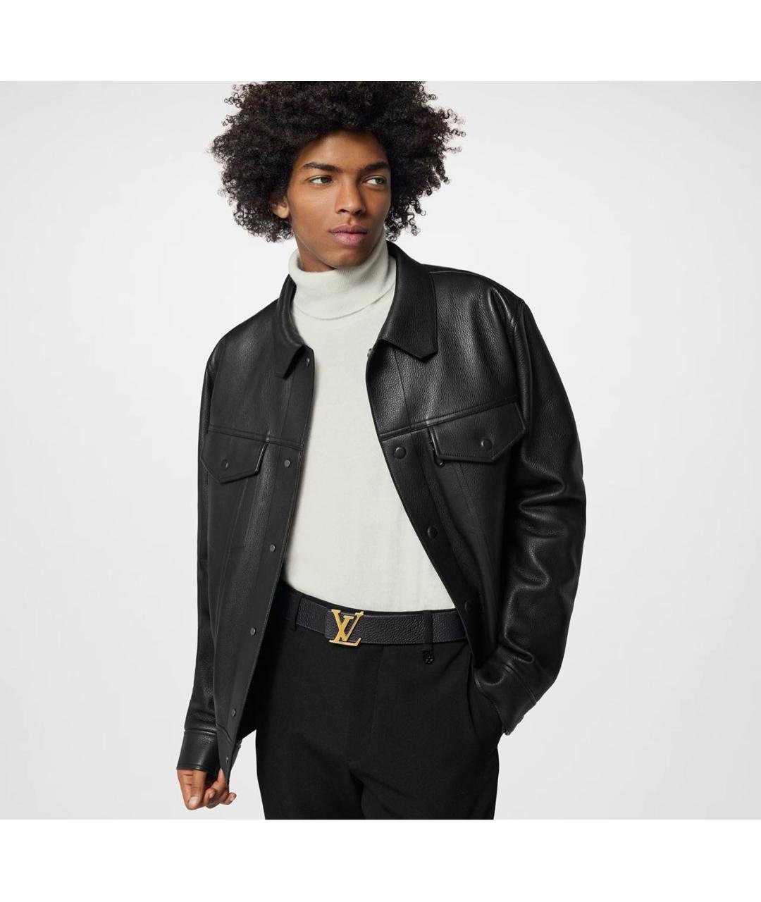 LOUIS VUITTON Черный кожаный ремень, фото 5