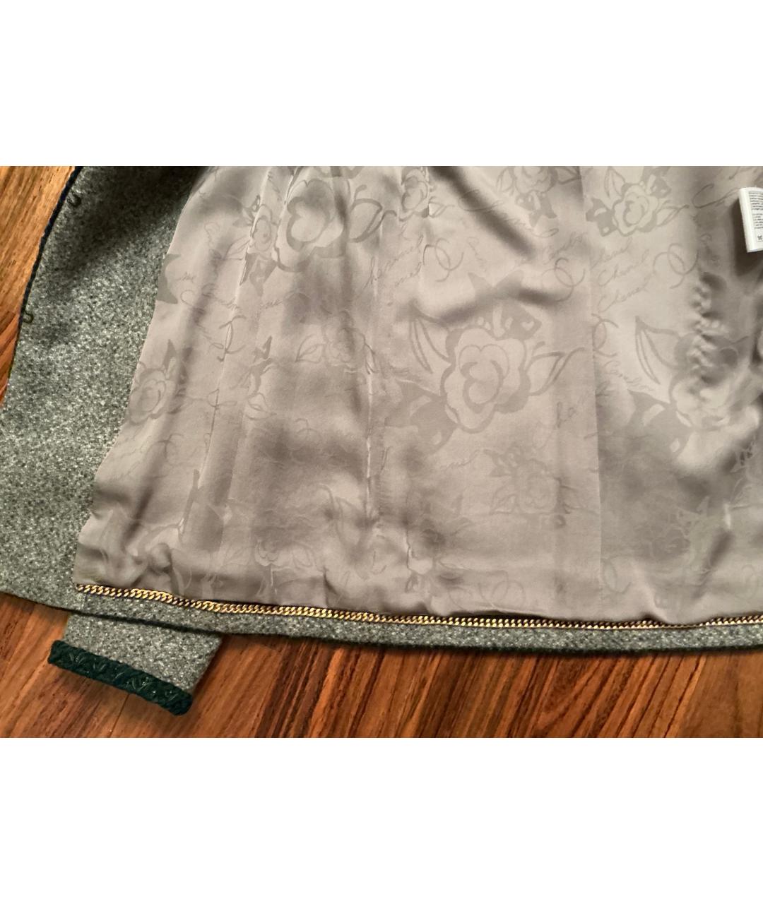 CHANEL Серый шерстяной жакет/пиджак, фото 6