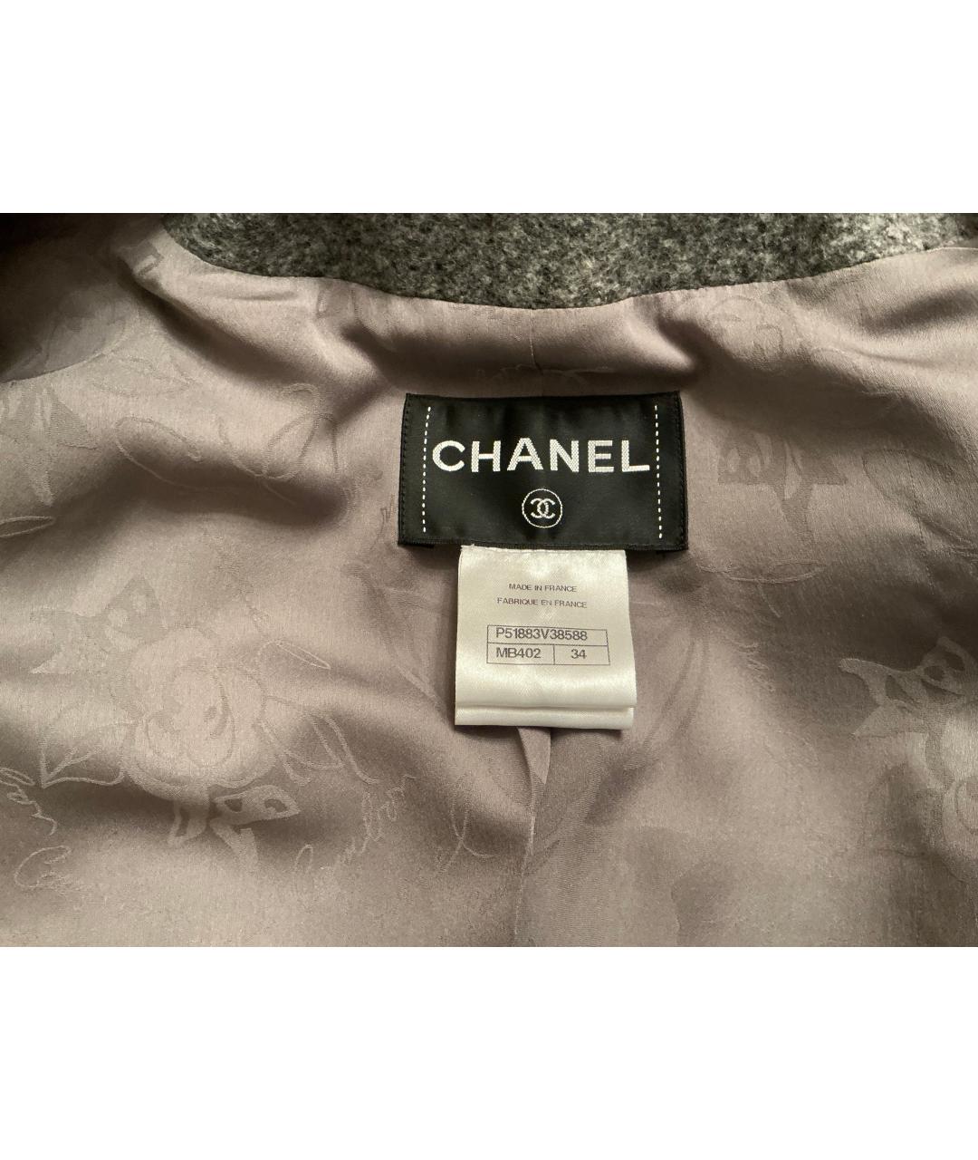 CHANEL Серый шерстяной жакет/пиджак, фото 8