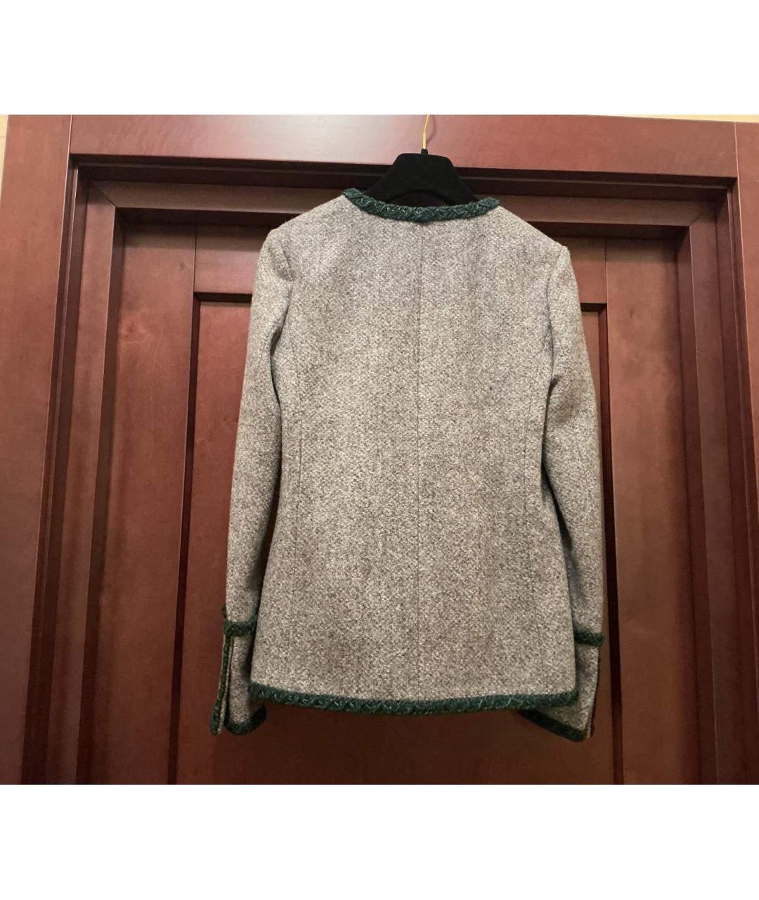 CHANEL Серый шерстяной жакет/пиджак, фото 2