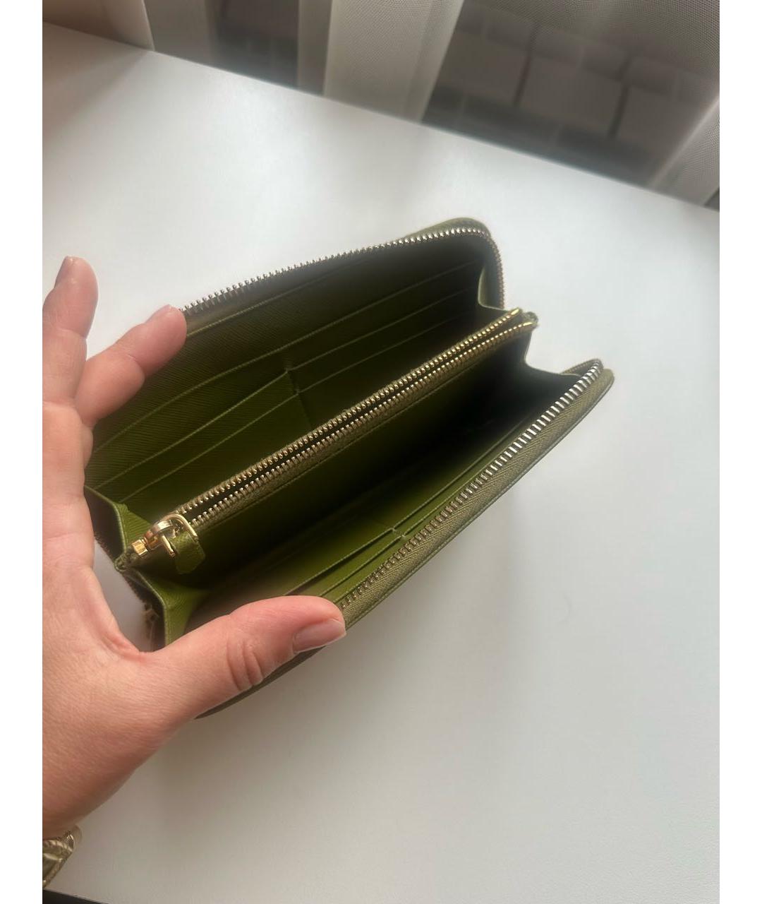 PRADA Салатовый кожаный кошелек, фото 4