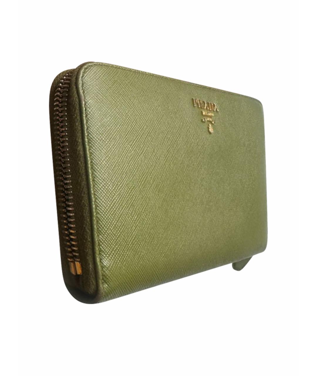 PRADA Салатовый кожаный кошелек, фото 1