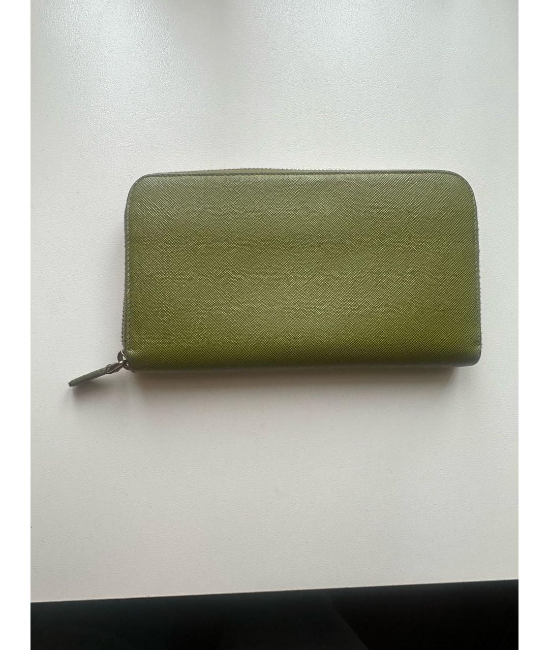 PRADA Салатовый кожаный кошелек, фото 3
