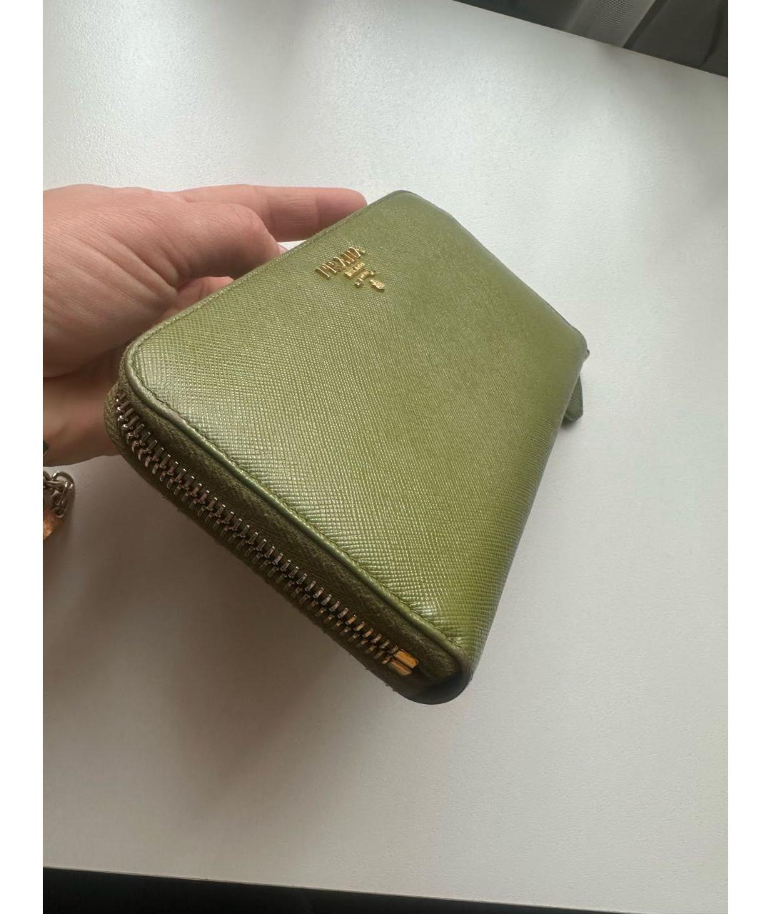 PRADA Салатовый кожаный кошелек, фото 5
