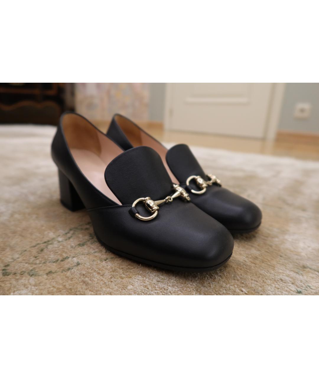 GUCCI Черные кожаные туфли, фото 2