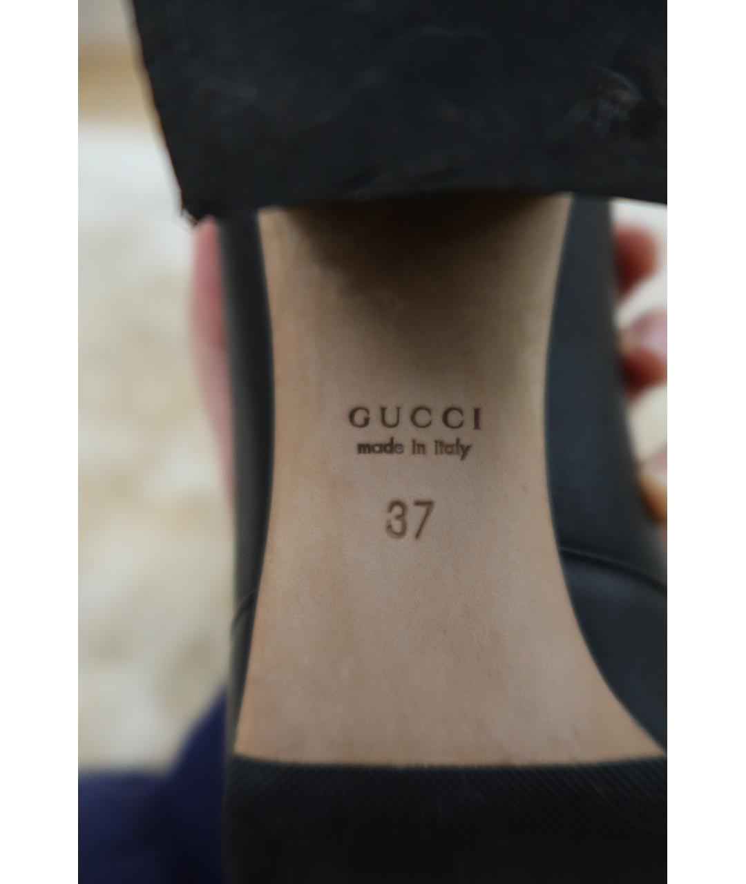 GUCCI Черные кожаные туфли, фото 4