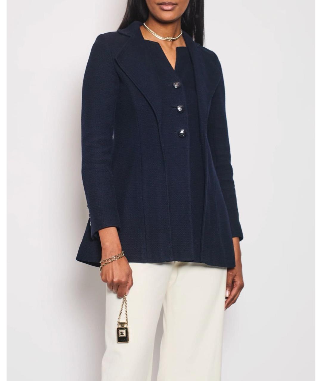 CHANEL Темно-синий хлопковый жакет/пиджак, фото 5