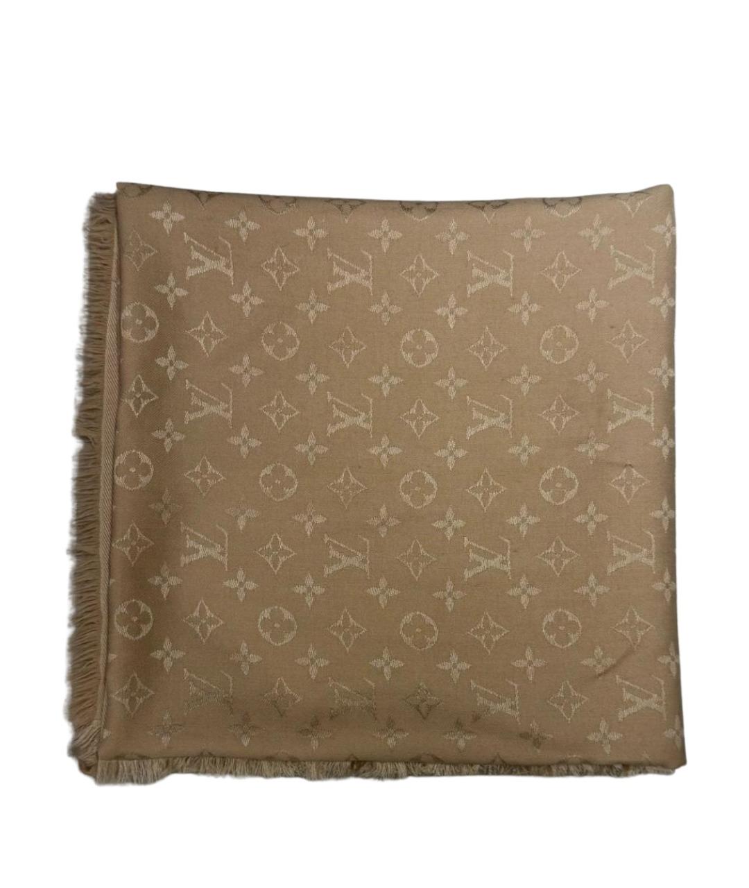 LOUIS VUITTON Бежевый шелковый шарф, фото 1