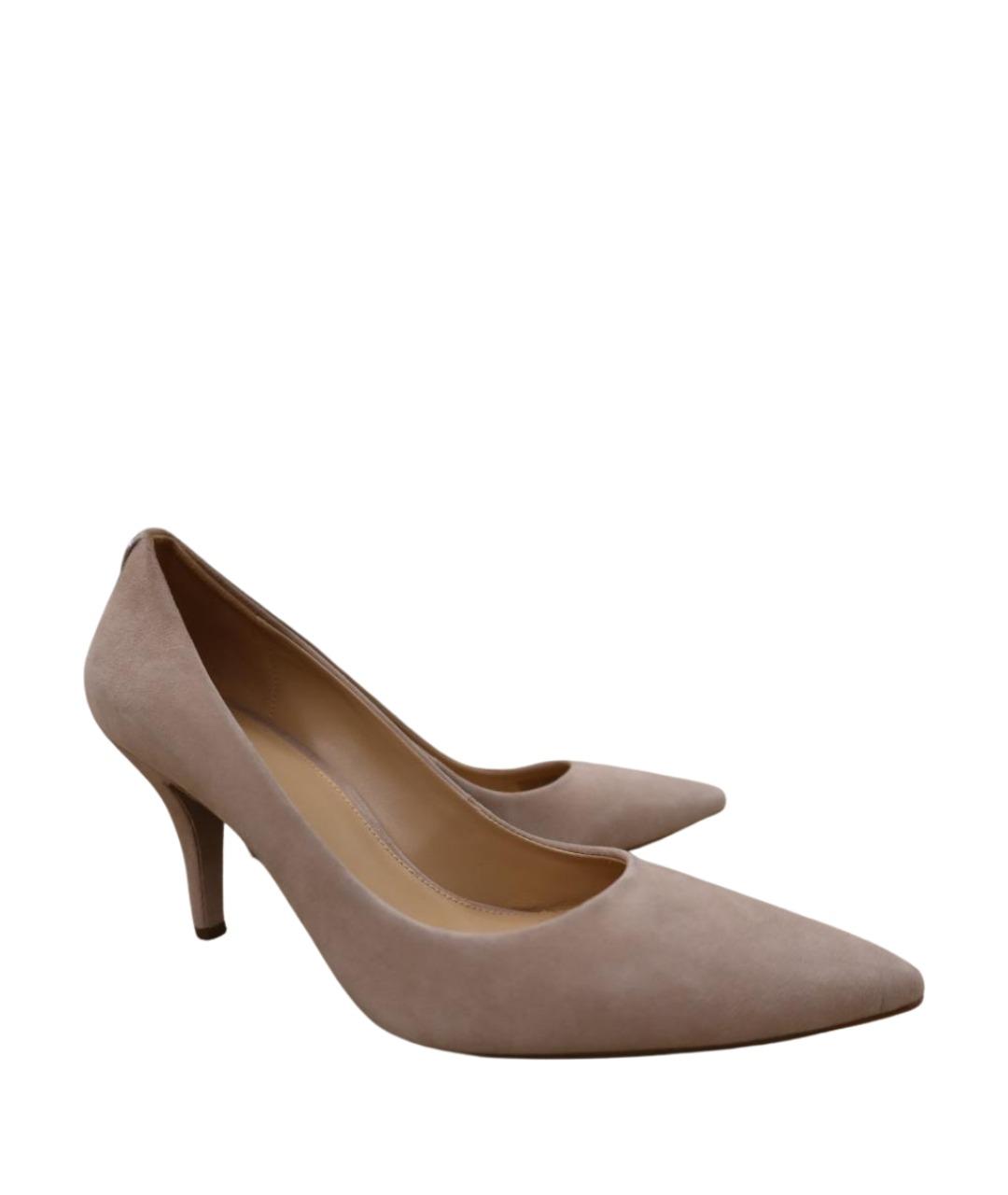 MICHAEL MICHAEL KORS Бежевые замшевые лодочки на низком каблуке, фото 2