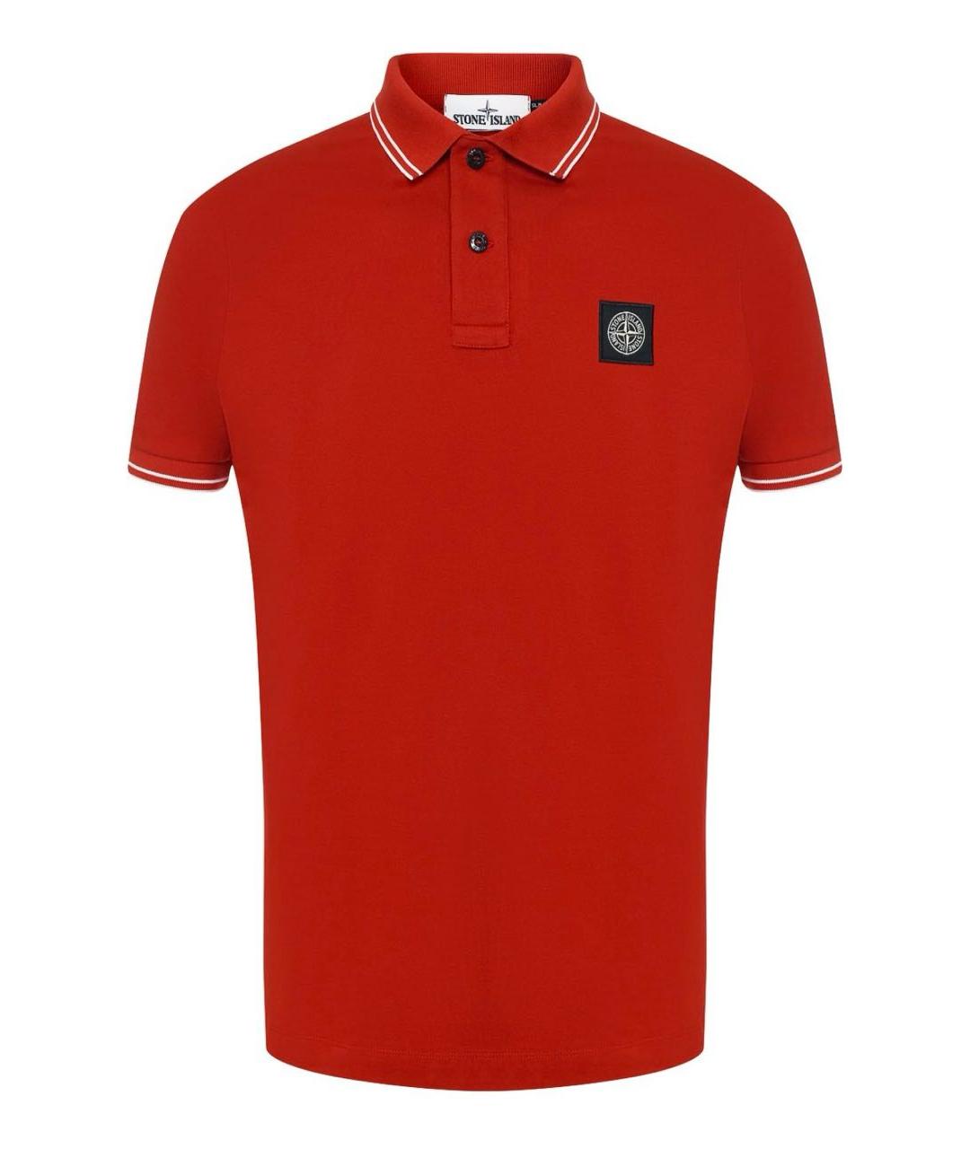 STONE ISLAND Красное хлопковое поло с коротким рукавом, фото 1