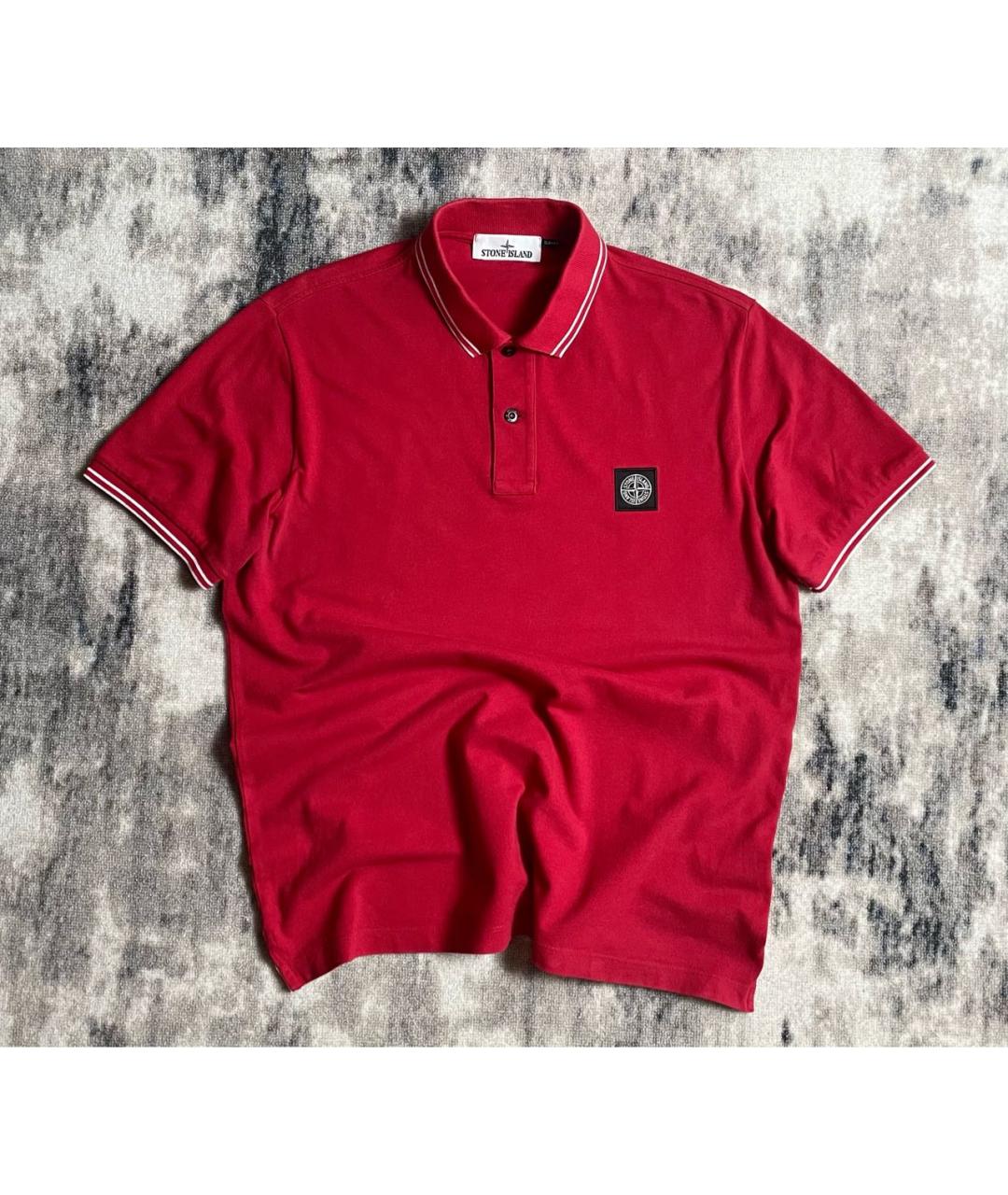 STONE ISLAND Красное хлопковое поло с коротким рукавом, фото 2