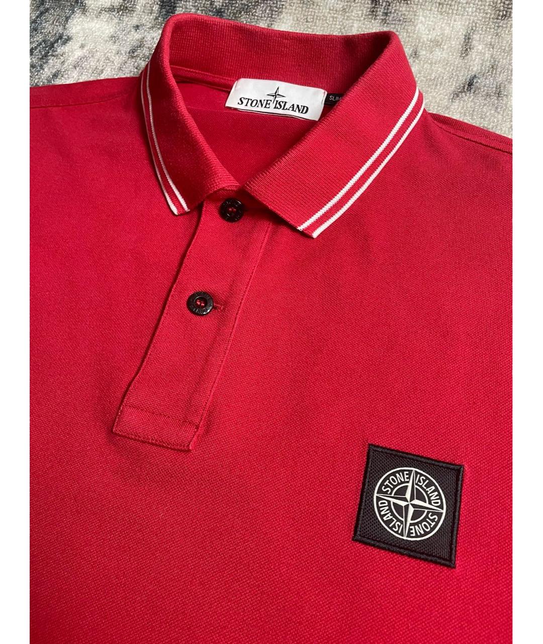 STONE ISLAND Красное хлопковое поло с коротким рукавом, фото 3