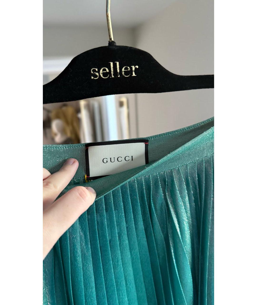 GUCCI Зеленая юбка миди, фото 4