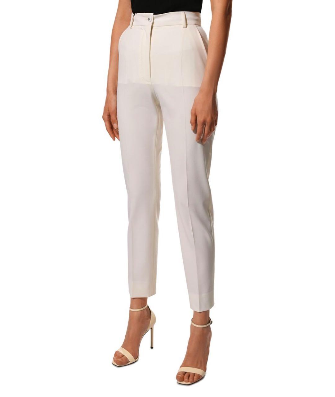 DOLCE&GABBANA Белые шерстяные брюки узкие, фото 5