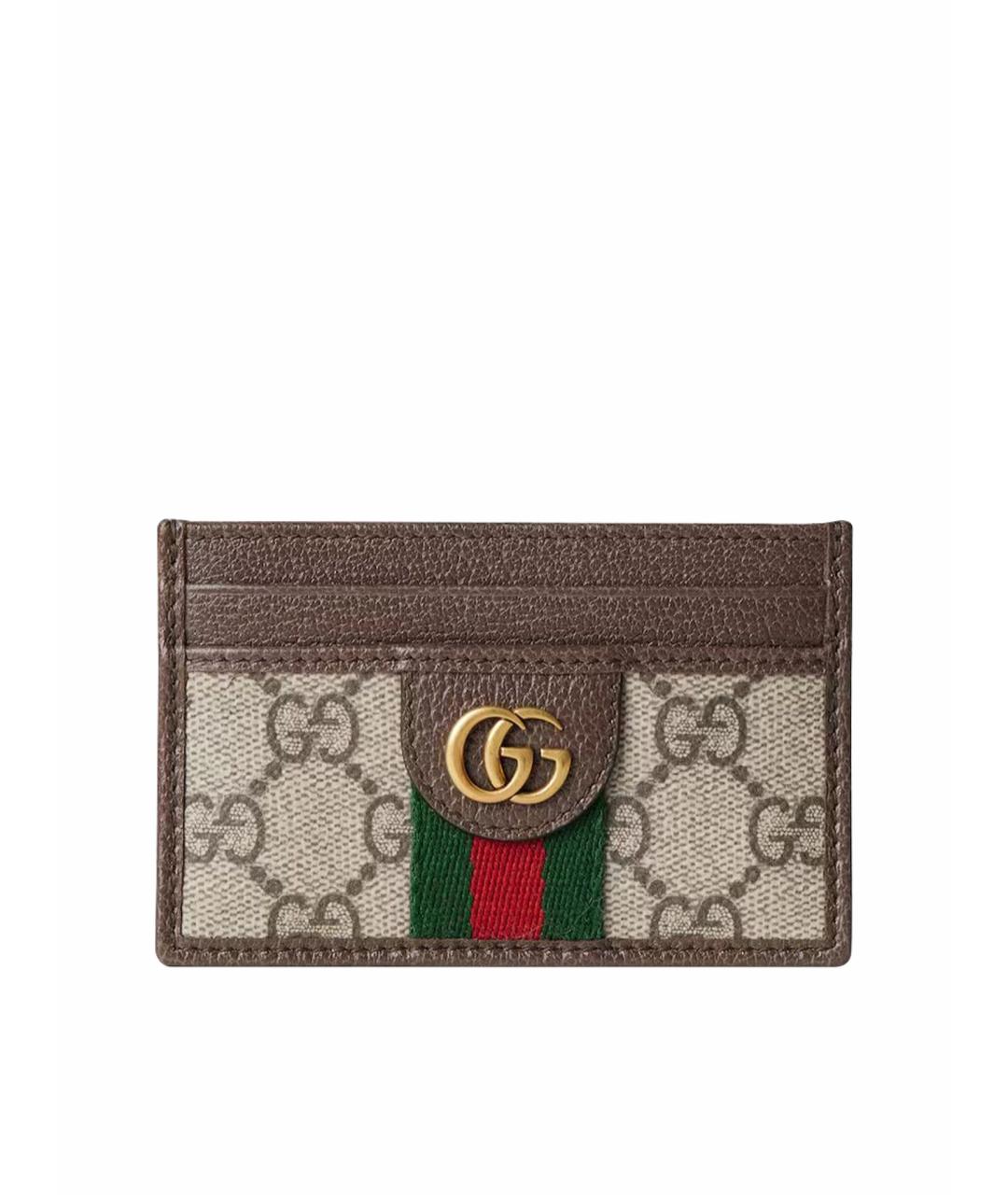 GUCCI Коричневый кожаный кардхолдер, фото 1