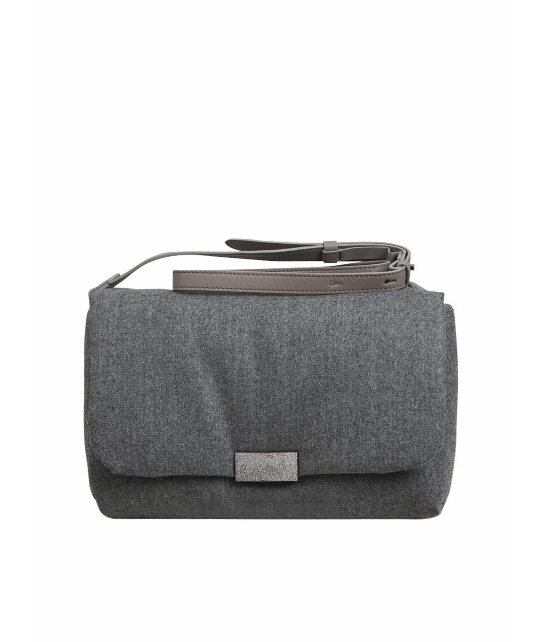 BRUNELLO CUCINELLI Серая тканевая сумка через плечо, фото 1