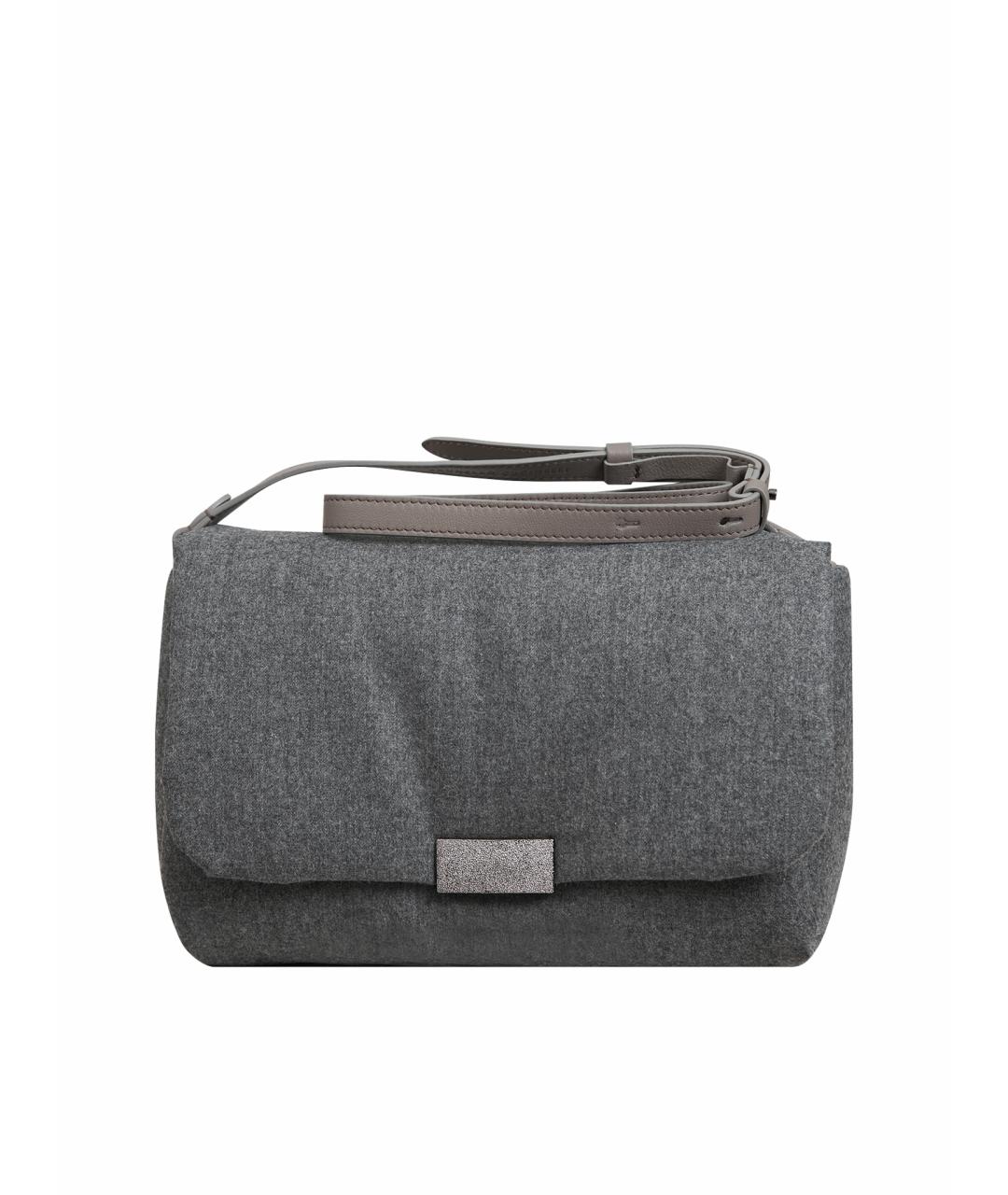 BRUNELLO CUCINELLI Серая тканевая сумка через плечо, фото 5