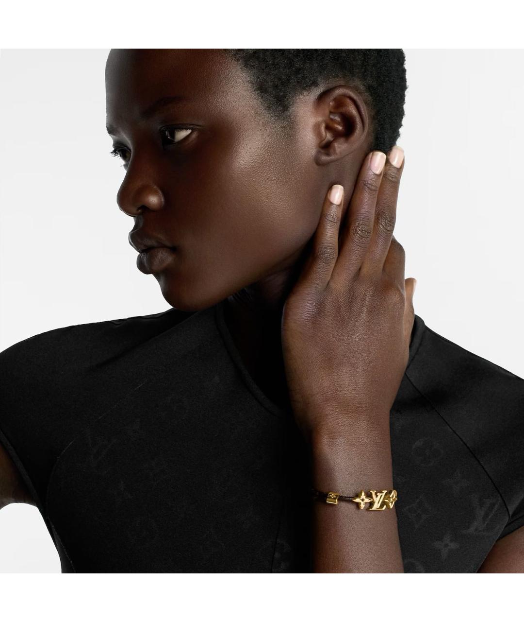 LOUIS VUITTON Коричневый кожаный браслет, фото 3