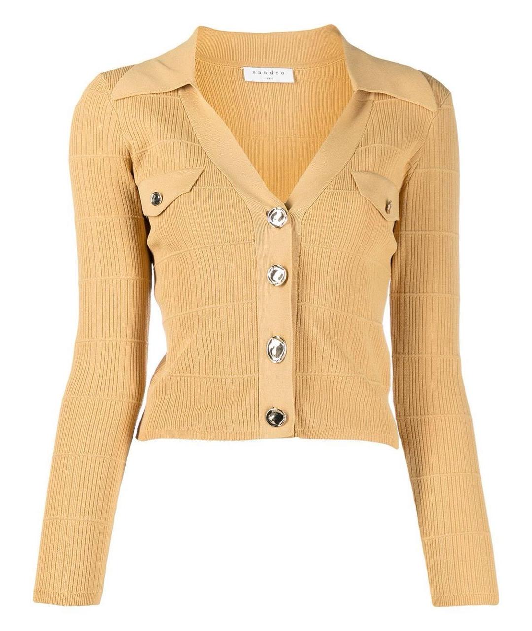 SANDRO Горчичный вискозный джемпер / свитер, фото 1