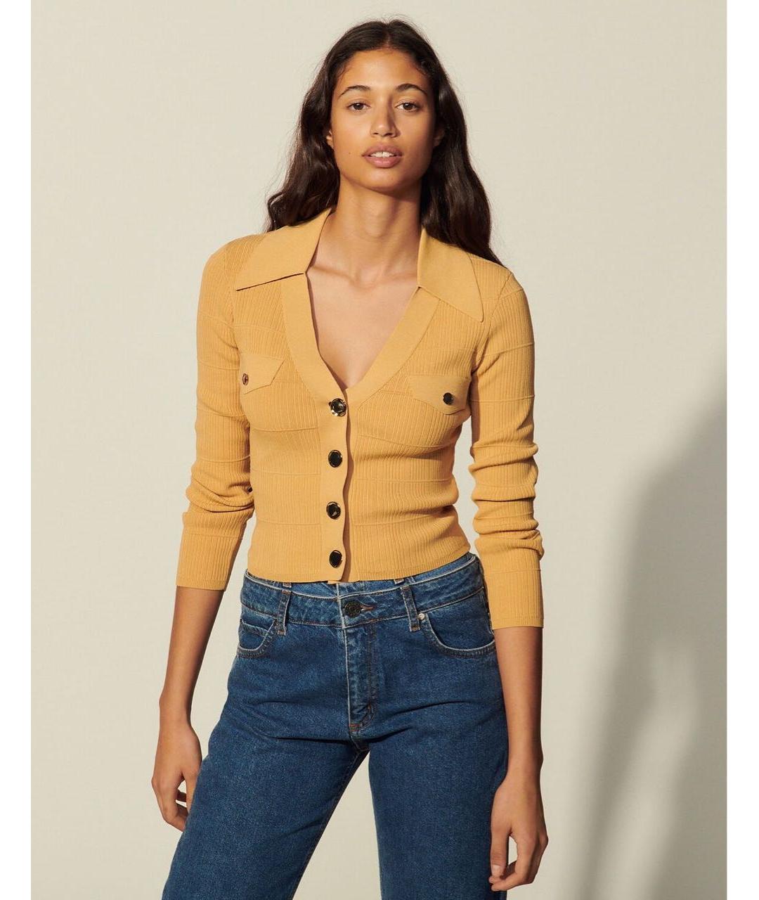 SANDRO Горчичный вискозный джемпер / свитер, фото 2