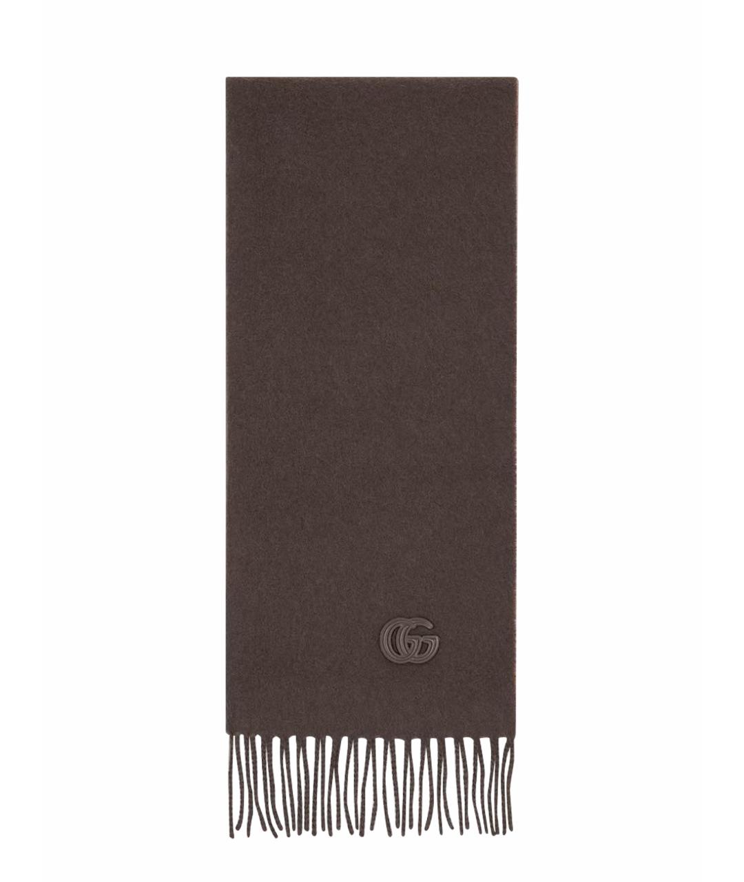 GUCCI Коричневый кашемировый шарф, фото 1